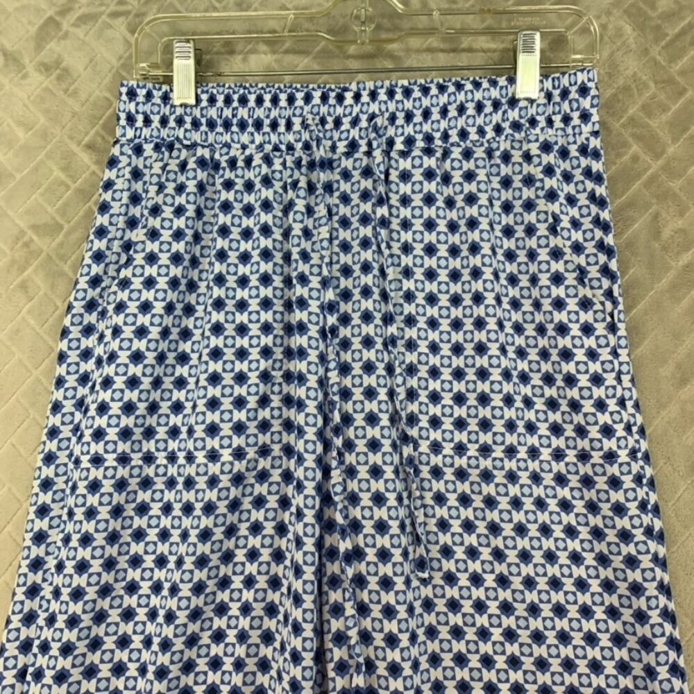 Singlethread Pants Womens Sp Blue Geometric Baggy Straight Leg Boho Coastal - Picture 3 of 14